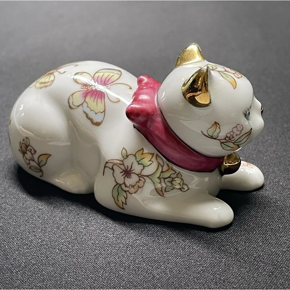 Vintage 1986 Faberge Satsuma Cat 24k Gold Accents Franklin Mint Made in Japan